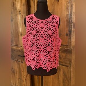Express Pink Crochet Floral Tank Top